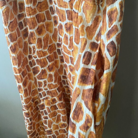 Handmade Plus Size Double Guaze Cotton Giraffe Print Inseam Pockets Dress - Picture 12 of 16